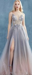 OMBRE TULLE MAUVE OR BLUE EVENING GOWN